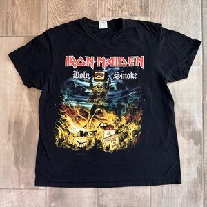 Iron Maiden Holy Smoke Band Shirt Black Retro 2015 Reprint Classic Rock Mens L